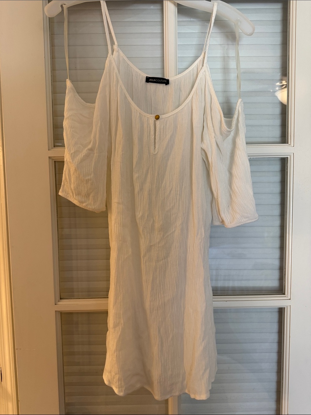 Aqua Couture White Cold-Shoulder Dress